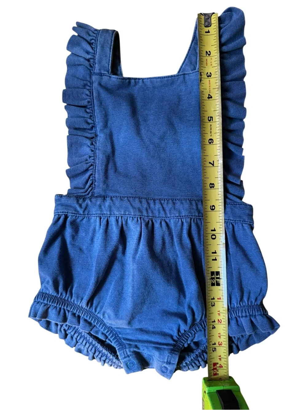 Cat & Jack New NWT Girls 18 Months Blue Denim‑Inspired Ruffled One‑Piece Romper